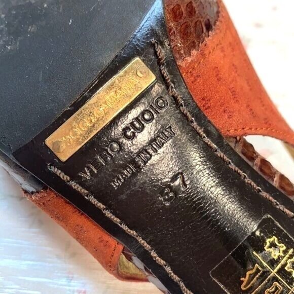 Dolce & Gabbana Womens Pointed Toe Slingback Stiletto Heels Size 38.5 Croc Embos - Picture 7 of 12